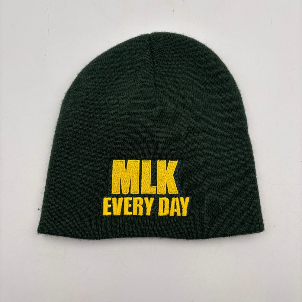HitWear MLK Every Day Beanie‎ Hat Green Yellow Embroidered Acrylic